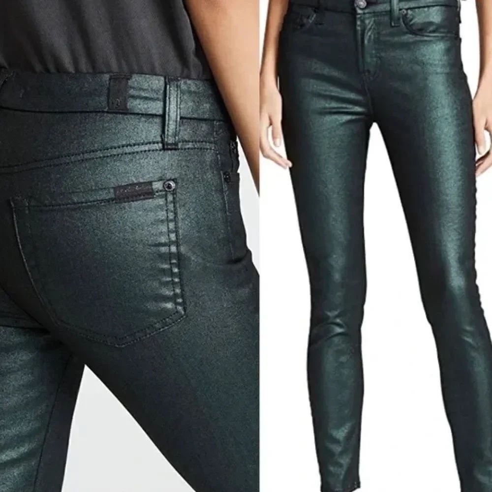 7 Jeans - Womens Size 29 - NWOT Green Metallic Jeans